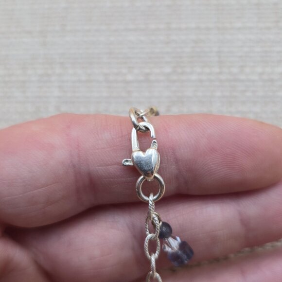 7 Inch Sterling Silver Quartz Stone Charms Bracelet A5011 - Picture 3 of 6